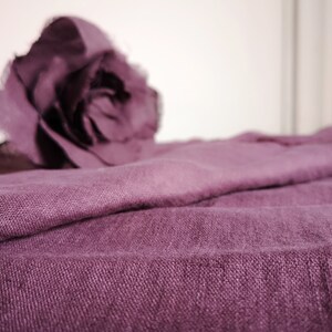 AUBERGINE PURPLE Medium weight linen fabric, Eco friendly clothing Washed linen fabric by the meter or yard image 2