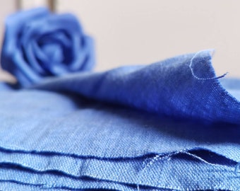CORNFLOWER BLUE linen, Lithuanian linen fabric by the yard, Blue linen fabric, Baltic linen medium weight, washed linen, softened linen