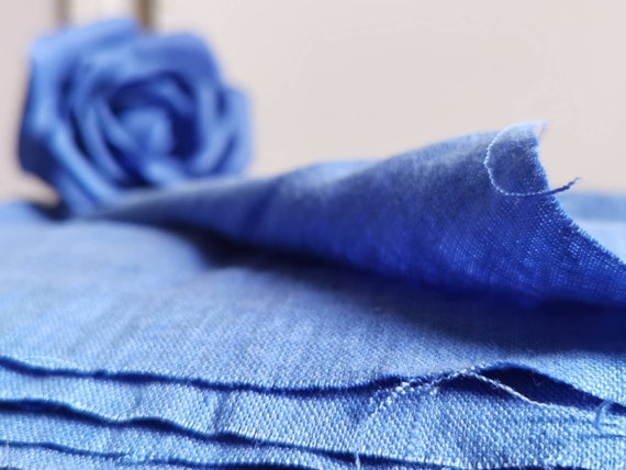 CORNFLOWER BLUE linen, Lithuanian linen fabric by the yard, Blue linen fabric, Baltic linen medium weight, washed linen, softened linen