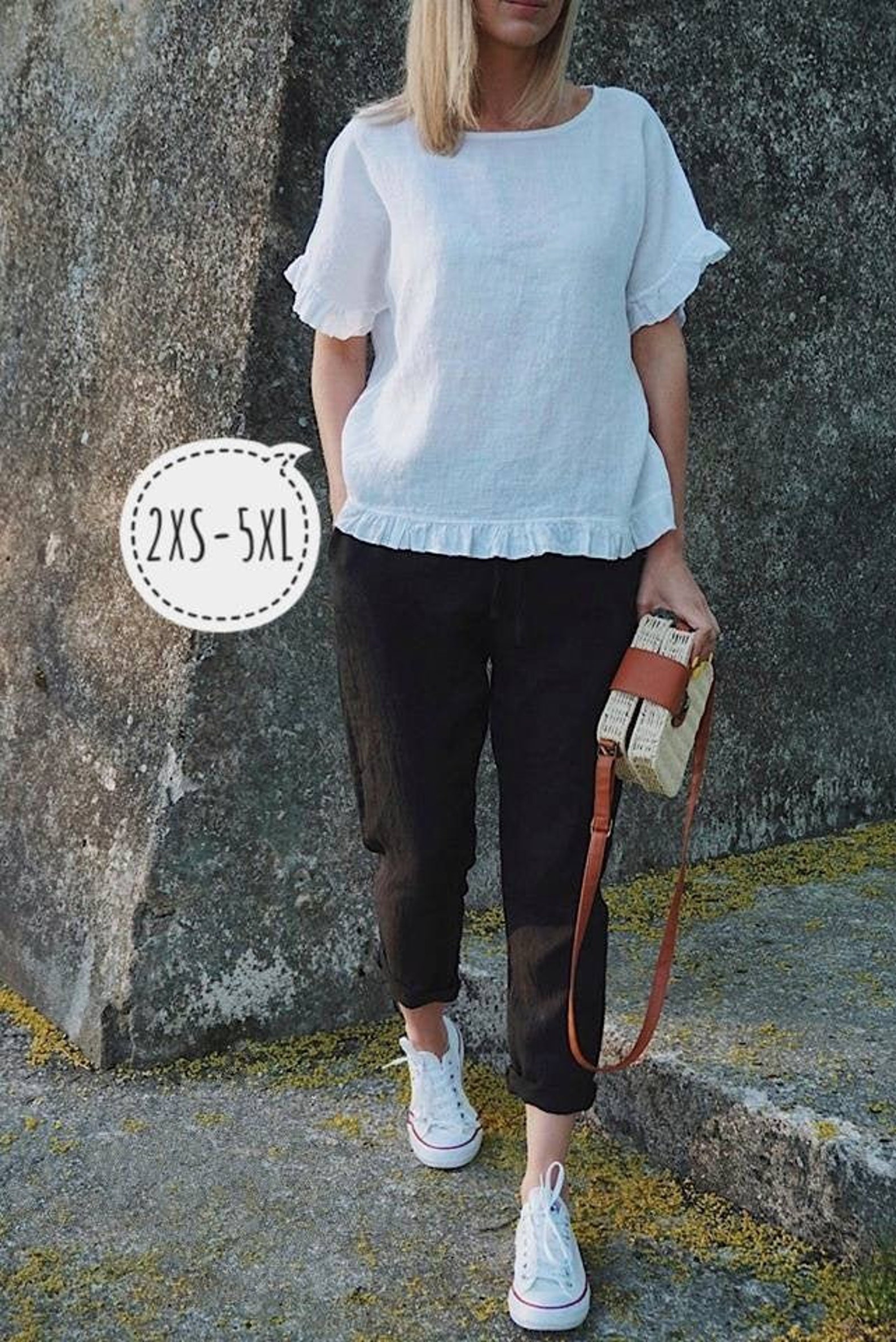 Linen Blouse Plus Size Linen Ruffle Blouse Linen Top Linen Etsy