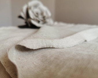 NATURAL UNDYED linen fabric by the yard or meter, grayish linen fabric, Dress linen fabric Baltic linen medium natural color washed linen