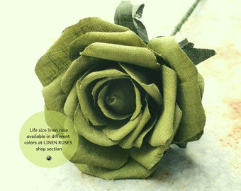4th Anniversary LINEN Flower for Wife Long Stem Everlasting Linen Rose Handmade linen flower, Fourth anniversary gift, anniversary flowers