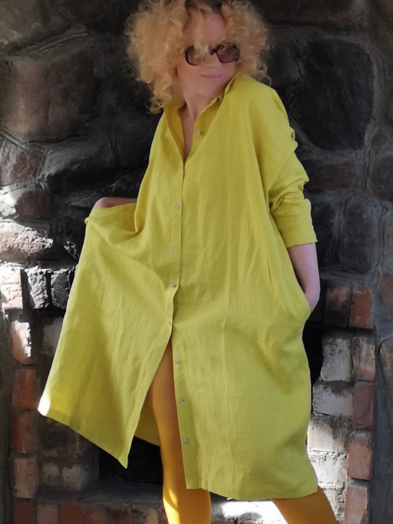 Yellow Linen Shirt & Schiffli Skirt Co-ord Set