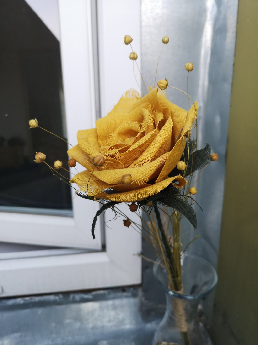 Burnt Yellow Linen Rose Rustic Centerpieces DIY, Shabby Chic Desk ...