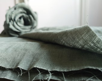 SAGE GREEN linen fabric by the yard or meter, Lithuanian linen