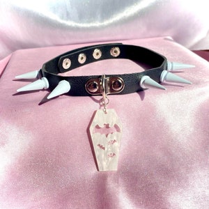 Black Spiked Choker with White Coffin - Halloween Collection