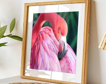 Tropisches Flamingo-Poster | Exotischer Dschungelvogel | Tropische Natur-Wanddekoration