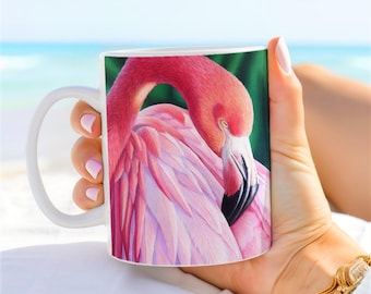 Flamingo mug | tropical bird mug | jungle coffee mug | pink flamingo mug