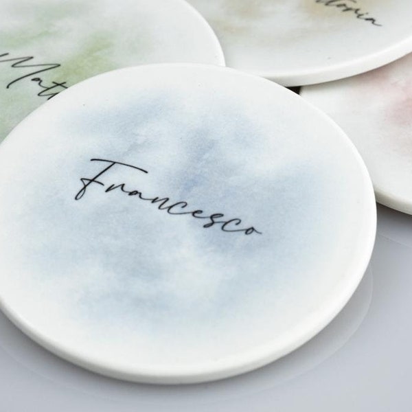 Custom ceramic coaster with your own name.