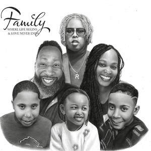 family Portrait Drawing, Drawing Portrait from a photo, Graphite Pencil Portrait, Unique gift for mom, father, love, wife, husband, children