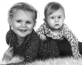 Custom Charcoal Baby Portrait: Hand-Drawn Family Sketch