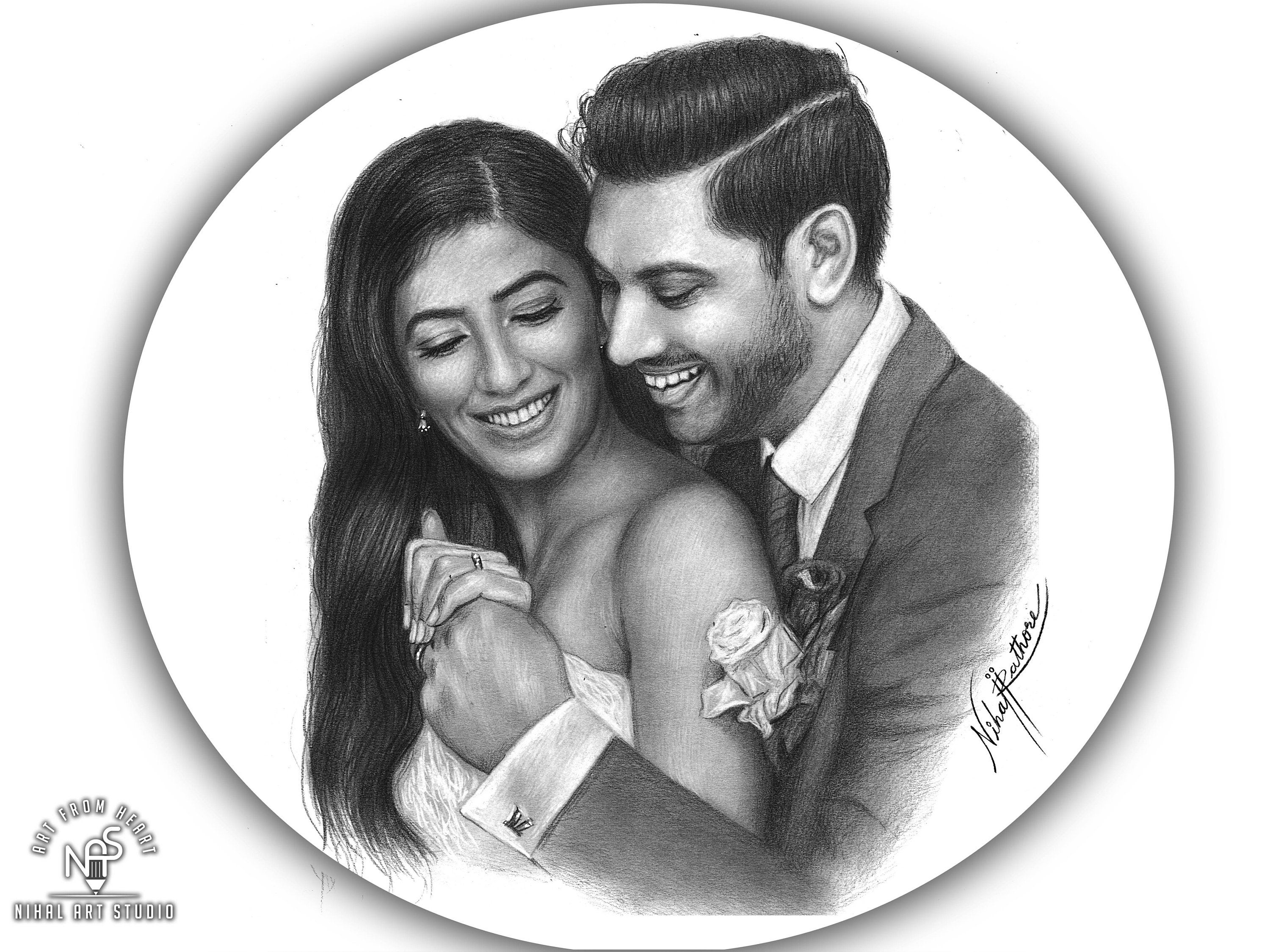 How to draw Romantic Couple with pencil sketch step by step 