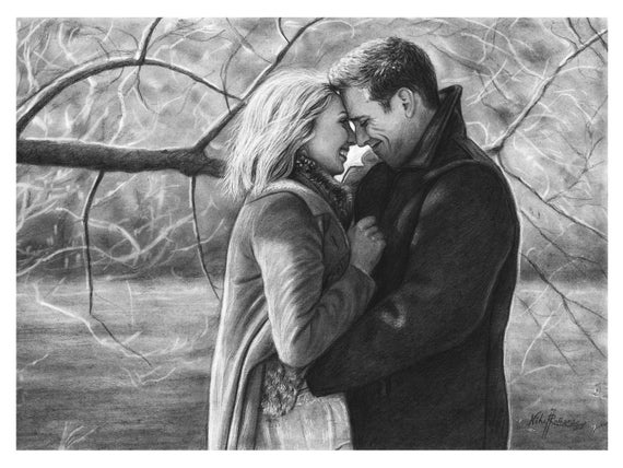 Amazing Art Drawings-pencil sketch of a romantic couple-A4 size