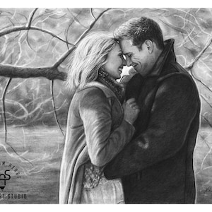 Custom Couple Portrait, commission drawing, drawing from photo, portrait from photo, custom pencil sketch, wedding gift, anniversary gift,
