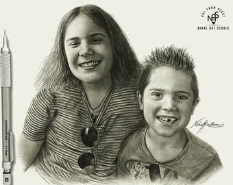 Custom Charcoal Portrait: Hand-Drawn Pencil Sketch from Photo