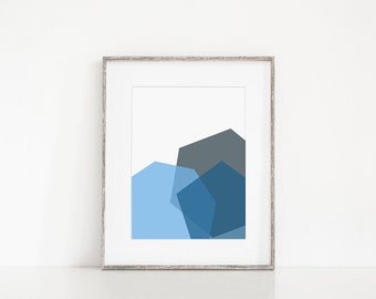 Blue Geometric Printable Wall Art