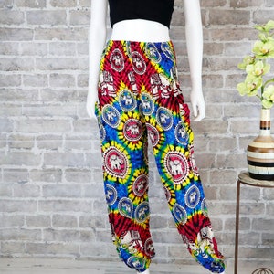 Harem Pants Tie dye Elephant Pants Hippie Aladdin Gypsy Loose Smocked Waist Yoga Pants Casual Trouser Women Baggy Cotton Beach Summer bild 1