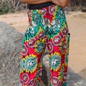 Harem Pants Tie dye Elephant Pants Hippie Aladdin Gypsy Loose Smocked Waist Yoga Pants Casual Trouser Women Baggy Cotton Beach Summer bild 6