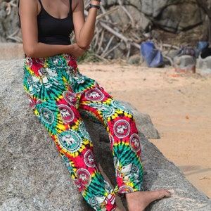 Harem Pants Tie dye Elephant Pants Hippie Aladdin Gypsy Loose Smocked Waist Yoga Pants Casual Trouser Women Baggy Cotton Beach Summer bild 5