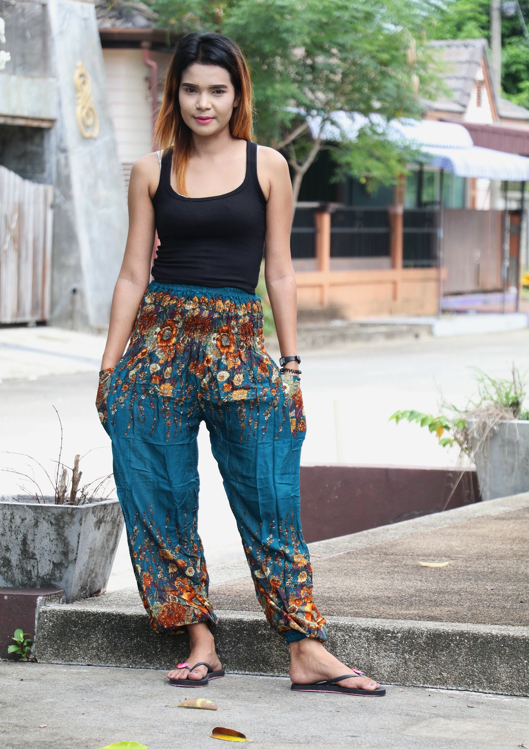 hippie cover up and harem pants