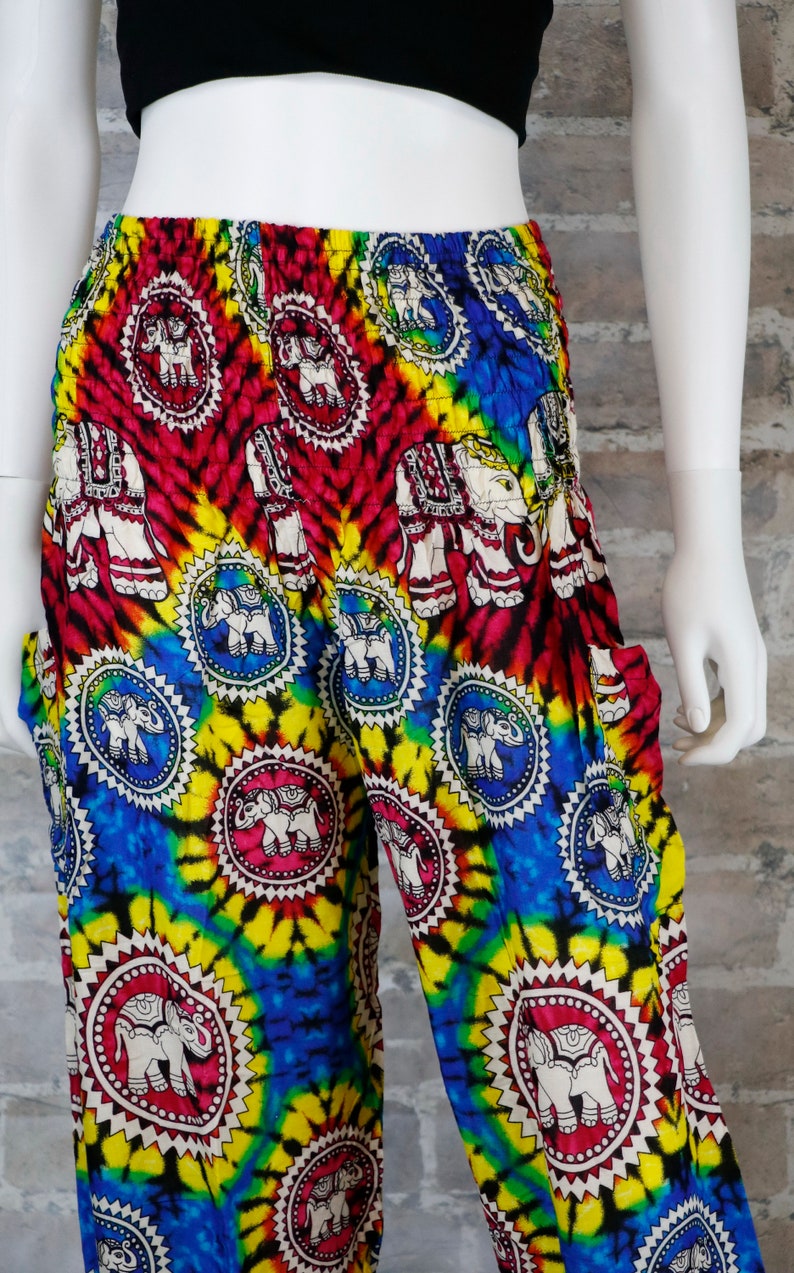 Harem Pants Tie dye Elephant Pants Hippie Aladdin Gypsy Loose Smocked Waist Yoga Pants Casual Trouser Women Baggy Cotton Beach Summer bild 3