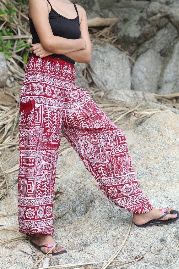 Boho Pants Bohemian Harem Pants Festival Clothing Hippie Yoga Pants Genie  Gypsy Meditation Women Baggy Pants Tribal Art Beach Summer Red -  Canada