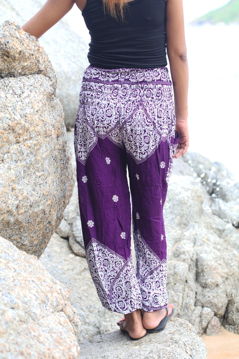 Harem Pants Hippie Pant Yoga Boho Aladdin Gypsy Loose Smocked Etsy