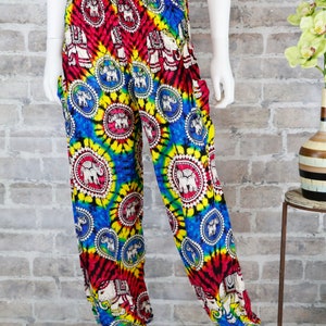Harem Pants Tie dye Elephant Pants Hippie Aladdin Gypsy Loose Smocked Waist Yoga Pants Casual Trouser Women Baggy Cotton Beach Summer bild 2