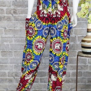 Harem Pants Tie dye Elephant Pants Hippie Aladdin Gypsy Loose Smocked Waist Yoga Pants Casual Trouser Women Baggy Cotton Beach Summer bild 4
