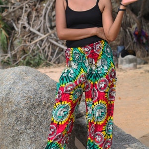 Harem Pants Tie dye Elephant Pants Hippie Aladdin Gypsy Loose Smocked Waist Yoga Pants Casual Trouser Women Baggy Cotton Beach Summer bild 7