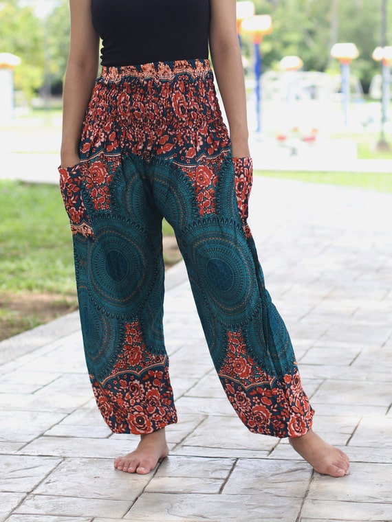 Women Harem Pants Festival Pants Boho Clothing Hippie Pants Mandala Geometric Yoga Pant High Waisted Baggy Pants Summer Meditation Etsy Canada
