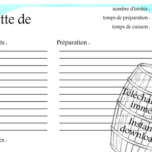 Recipe card - clouds - blue