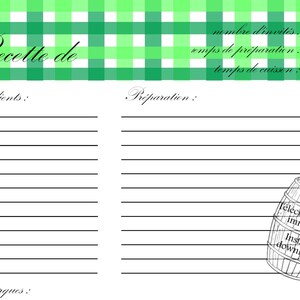 Carte recette imprimable - gamme confiture - vert