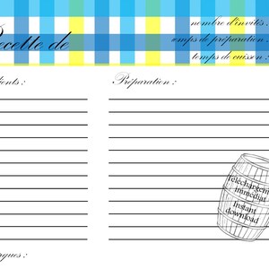 Printable recipe card - jam - blue and yellow