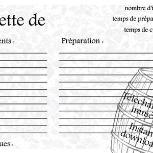Carte recette imprimable - gamme porcelaine - bleu