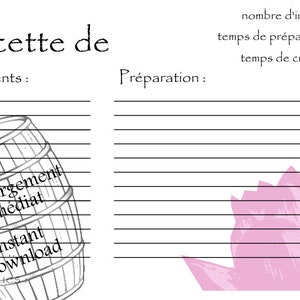 Carte recette imprimable - gamme fleurs - lotus