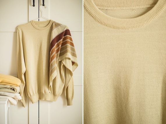 Beige wool Top | Casual vintage Top | Wool Shirt |
