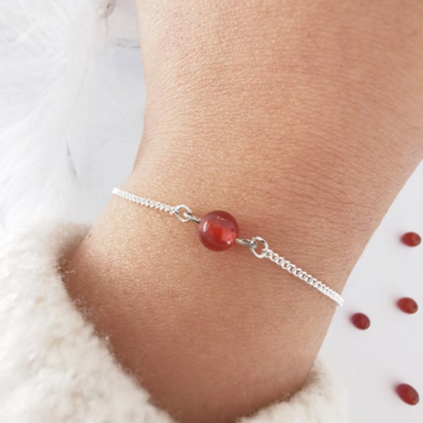 Handgefertigtes Karneol perlen Armband| silber Edelstahl Geschenk für Frauen