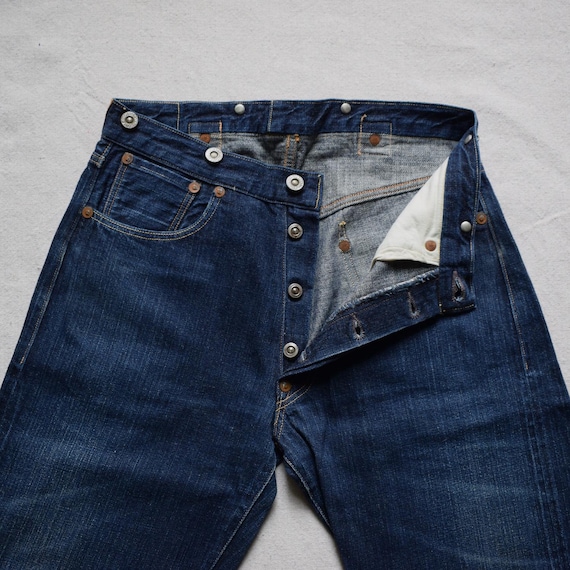 1895 Style Buckle Back DENIM WORK TROUSERS - Indigo - Suspender