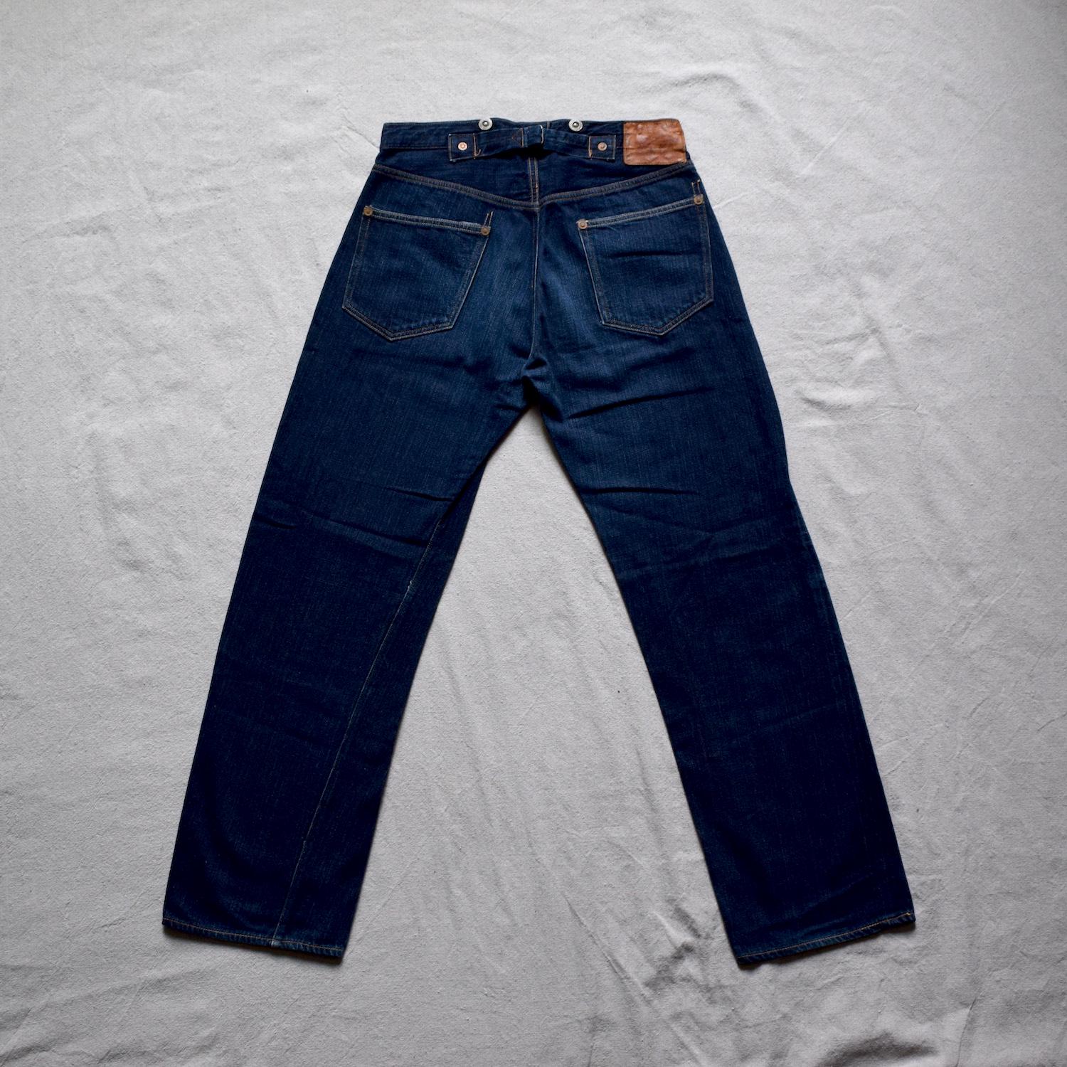 1895 Style Buckle Back DENIM WORK TROUSERS - Indigo - Suspender