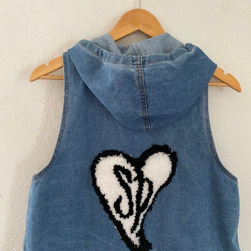 90s SMASHING shops PUMPKINS Grunge Tufted Denim Vest, M