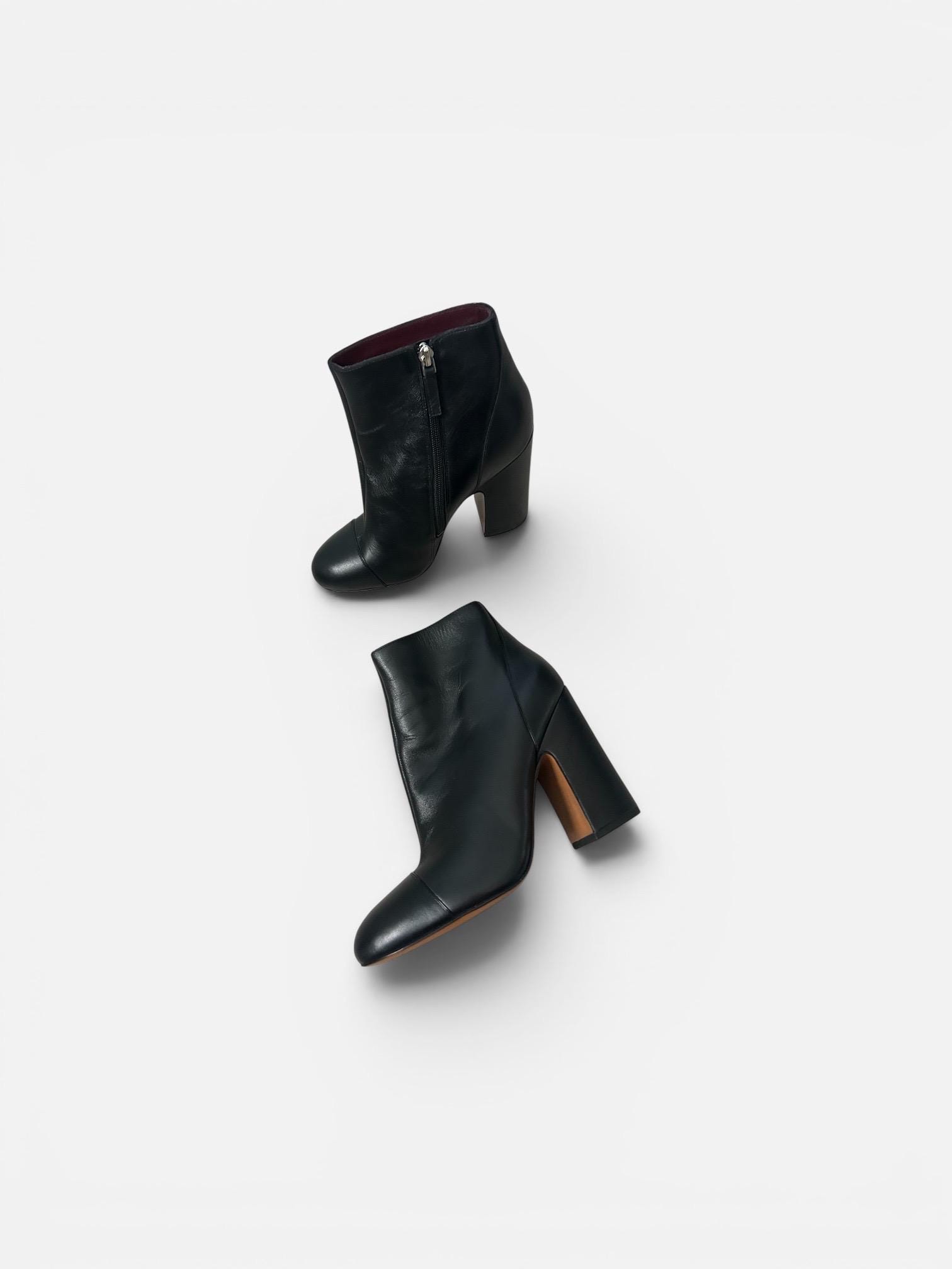 Prada Milano Black Leather Ankle Boots Block Heel EU 39.5 US 9.5 Italy PRADA Black Boots for Women for sale - eBay main image 2