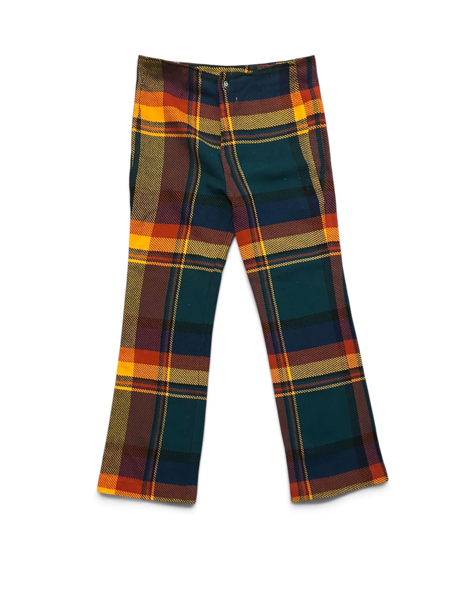 70s Plaid Flare Pants Men - Etsy