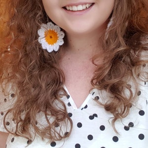 Beautiful Large Crochet Daisy Earrings - perfect for Festivals and summertime!