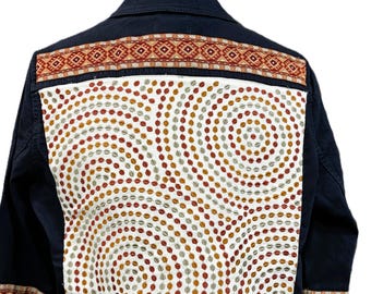 Upcycled Patchwork Denim Jacket, Cropped Jean Jacket, Size - Medium
