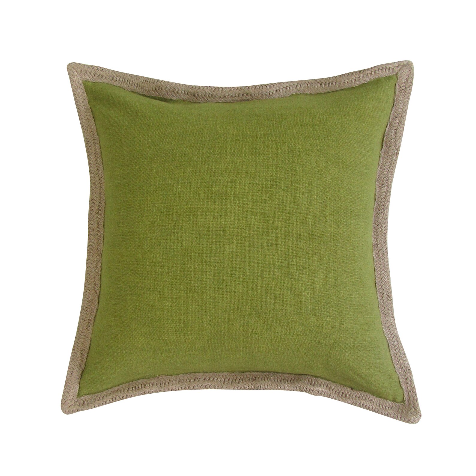Square Cotton Pillow Cover Jute Border 18 X 18 Inches Olive Etsy