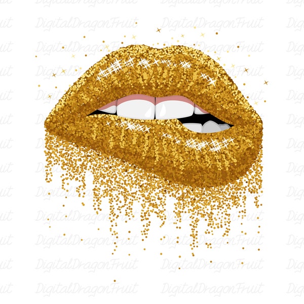 Gold Glitter Lips Etsy