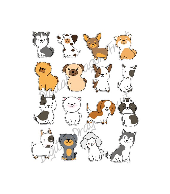 dog-stickers-cute-puppy-planner-stickers-printable-planner-etsy