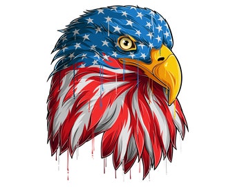 American Flag Bald Eagle PNG, Patriotic Sublimation, Digital Instant Download