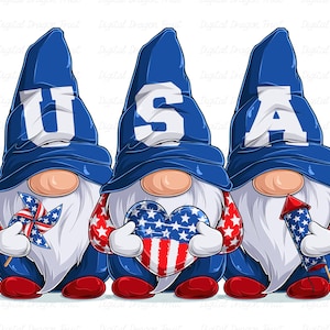 USA Gnomes PNG, Patriotic Sublimation, American Flag PNG, Téléchargement instantané numérique